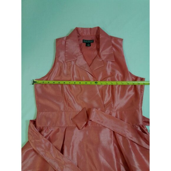 Jessica Howard Sleeveless Pink Satin Wrap Dress Belt Colorblock Hemline size 18 - Picture 12 of 16